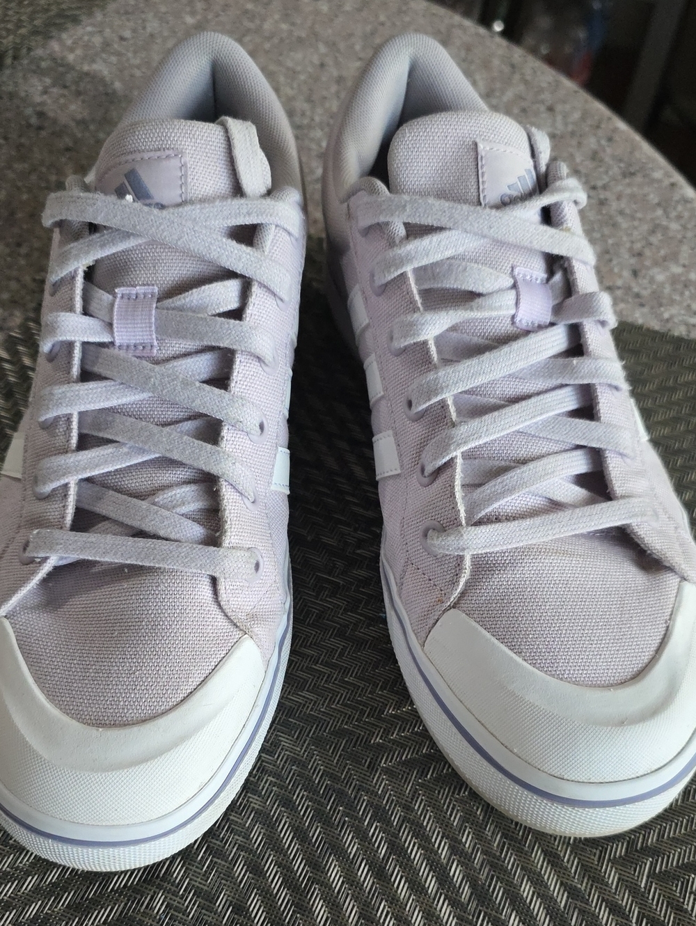 adidas Women Lilac Canvas Low-Top Sneakers with White Stripes